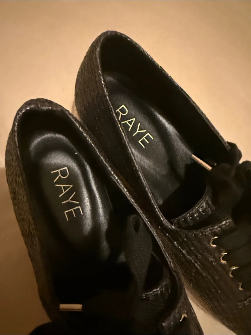RAYE Black Woven Espadrille Sneakers with Jute Platform